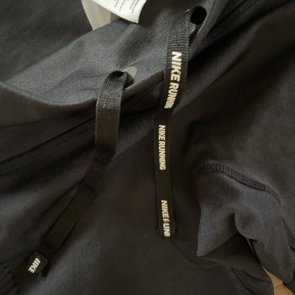 Nike Dri Fit Running Womens S Black Capri Leggings Pocket Mesh Detail Drawstring - Picture 4 of 8